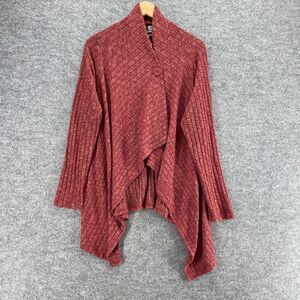 Boneau Cardigan Women XL Red V-Neck Long Sleeve One Button Knit Rayon Casual